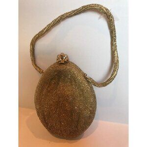 Vintage Walborg Gold Beaded Evening Bag Handmade Purse
